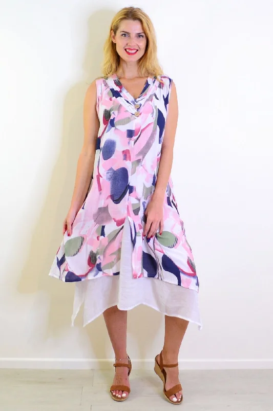 Weekend Deals That Sizzle Abstract Pink Tones Sleeveless Tunic Dress
