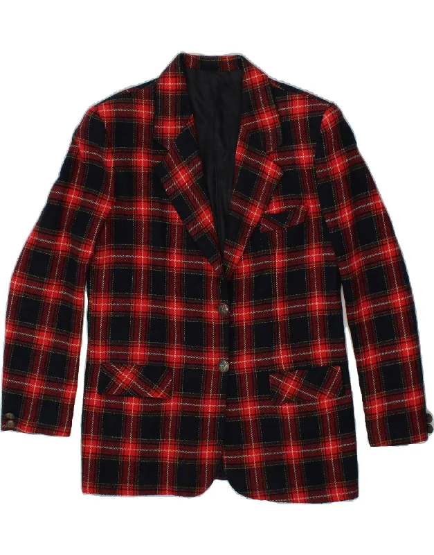 Weekend Discounts to Enjoy VINTAGE Womens 2 Button Blazer Jacket IT 46 Large Red Check Weekend Discounts to Enjoy VINTAGE Womens 2 Button Blazer Jacket IT 46 Large Red Check