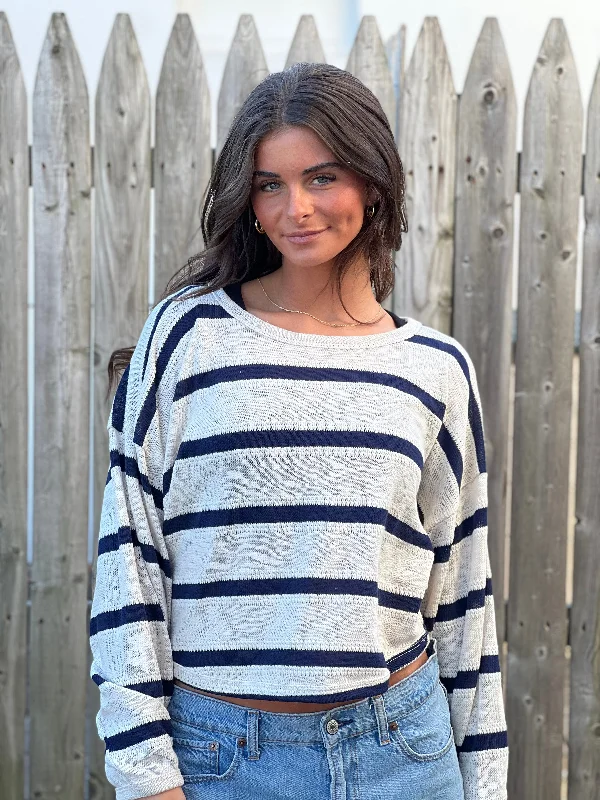 Daily Deals Cropped Striped Sweater