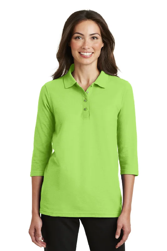 Deal of the Day Port Authority Womens Silk Touch 3/4 Sleeve Polo Shirt - Lime Green - Closeout Deal of the Day Port Authority Womens Silk Touch 3/4 Sleeve Polo Shirt - Lime Green - Closeout