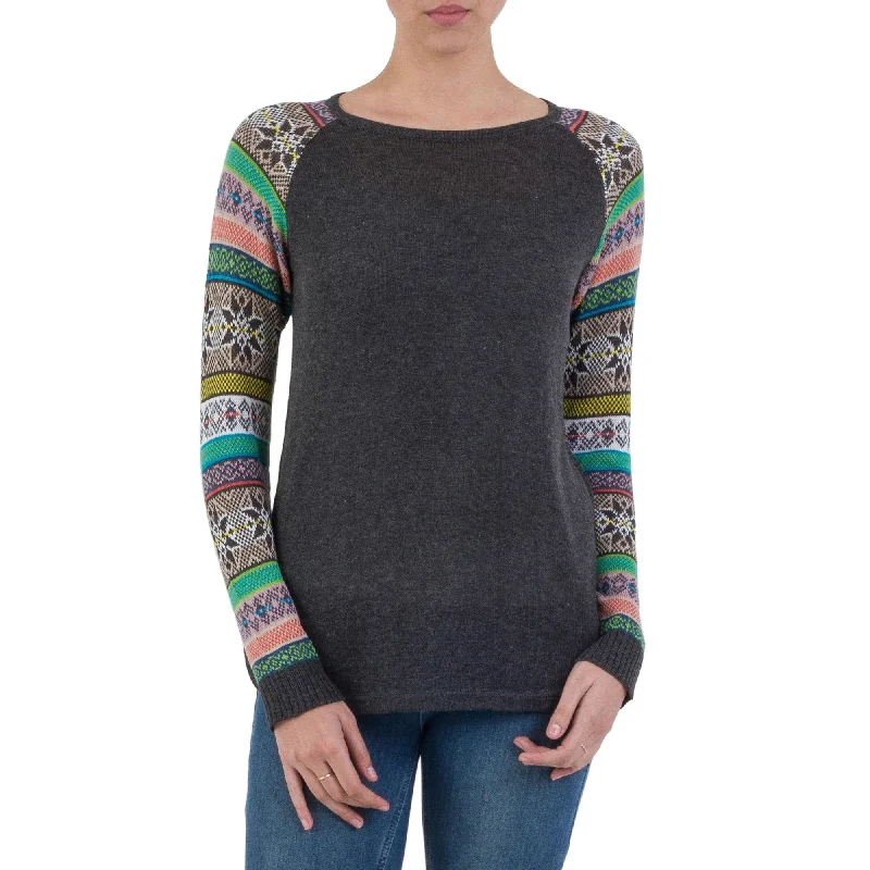 Year-End Sale Andean Star in Charcoal Knit Sweater