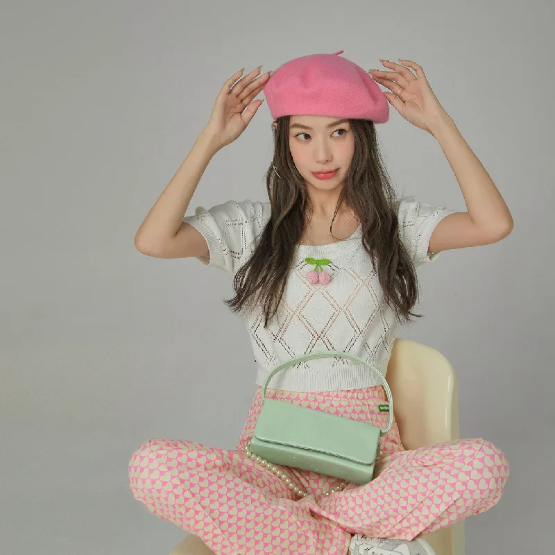 Special Discount Cherry Knit Crochet Crop Sweater