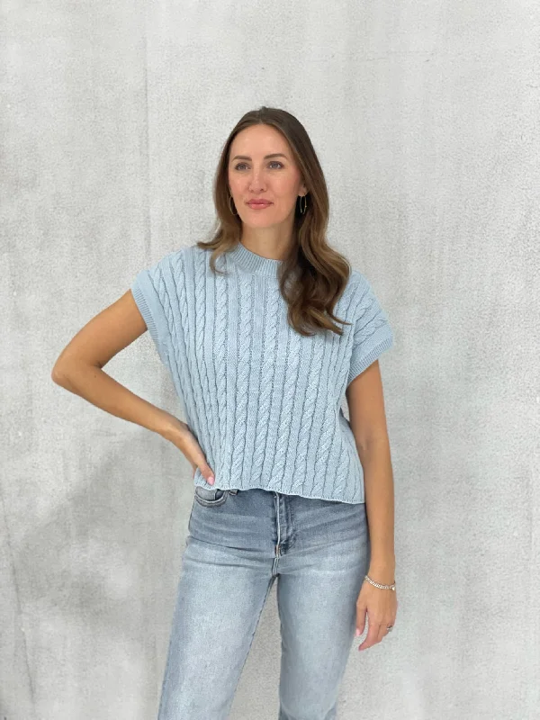 Weekend Deals That Dazzle Late Escape Sweater Top - Chambray