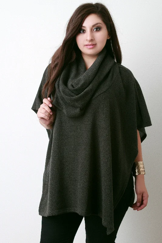 Year-End Deals Cowl Neck Open Sides Poncho Top