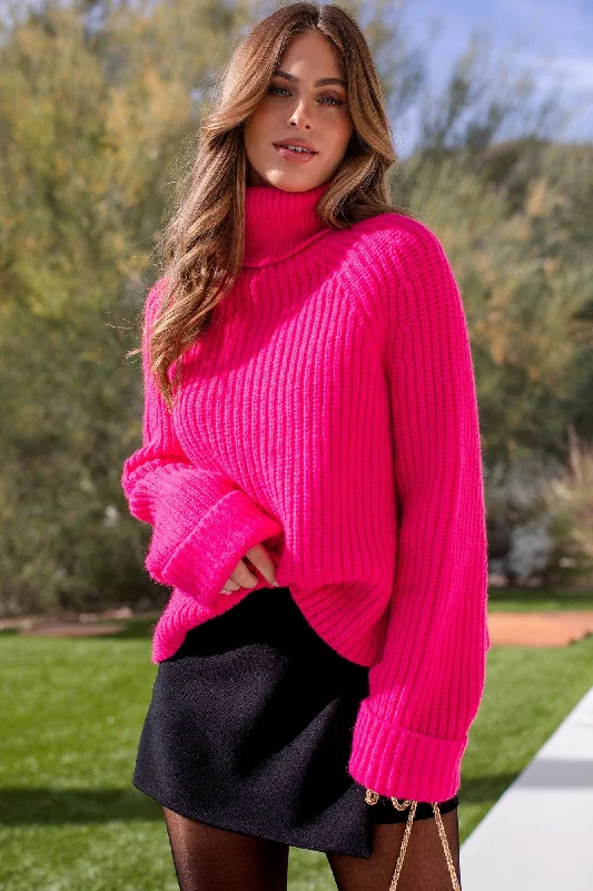 Weekend Savings Sensation Skyler Pink Turtleneck Sweater