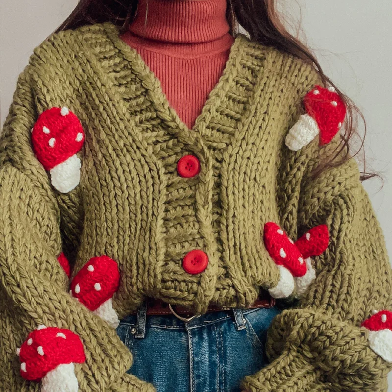 Online Only Chunky Mushroom Cropped Cardigan (2 Colors)