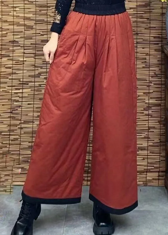 Major Savings Women Orange Pockets Thick Warm Fine Cotton Filled Pants Winter