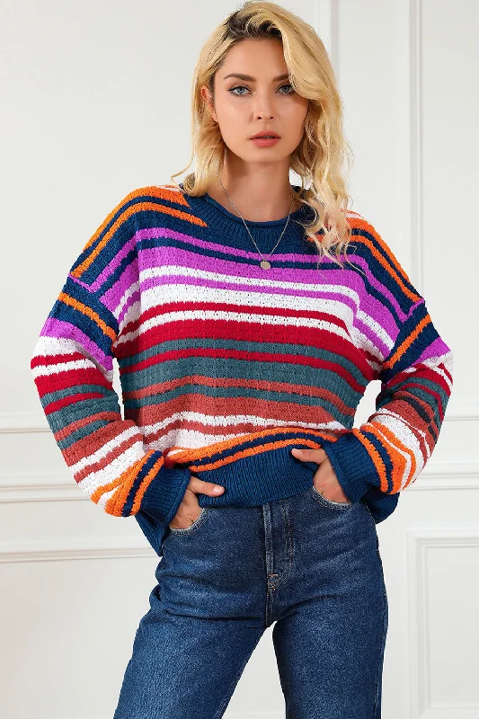 Flash Sale Striped Round Neck Sweater