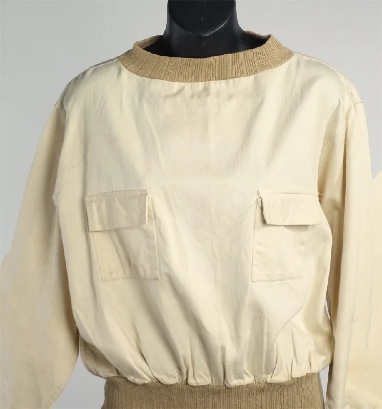 Weekend Specials to Delight Early 40s Sportswear Vintage Men's Sport Shirt Tan Poplin Pullover Knit Trim Rugby Chummy VFG
