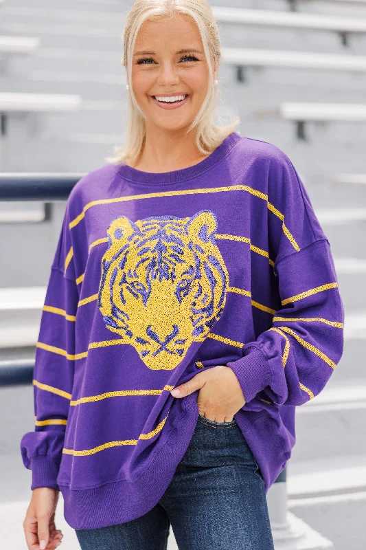 Final Sale Lead The Way Purple Tiger Pullover