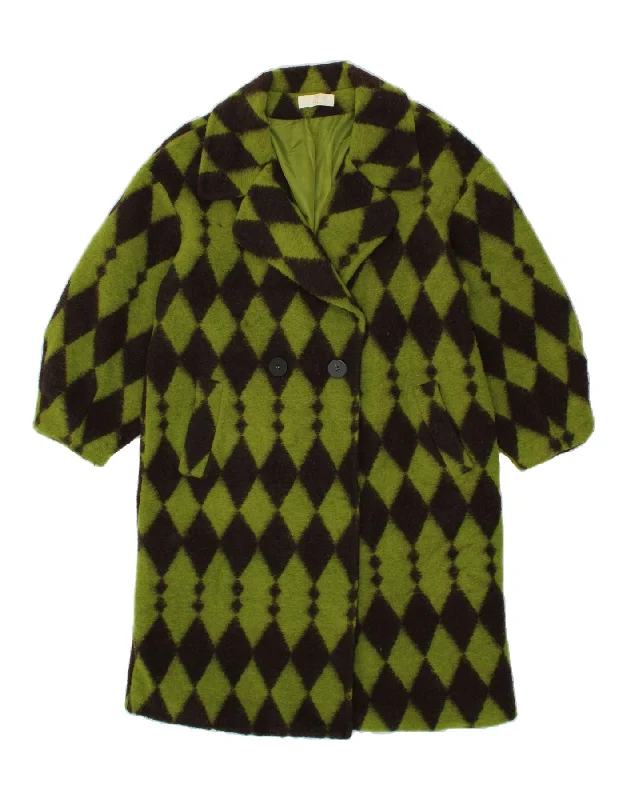 Weekend Deals to Make You Happy VINTAGE Womens Double Breasted Overcoat UK 16 Large Green Geometric Wool Weekend Deals to Make You Happy VINTAGE Womens Double Breasted Overcoat UK 16 Large Green Geometric Wool