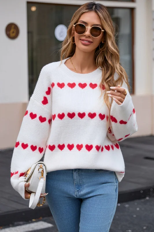 Early Bird Angel Wings Heart Round Neck Long Sleeve Sweater