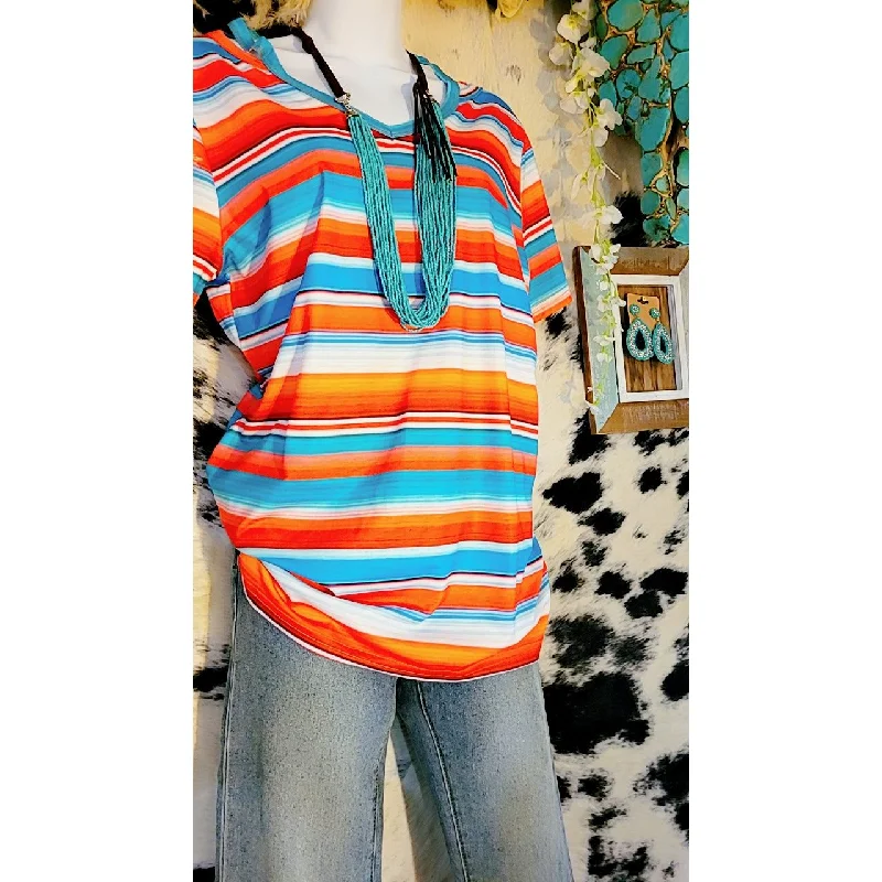 Hurry In Serape Top with Peek A Boo Cut Out