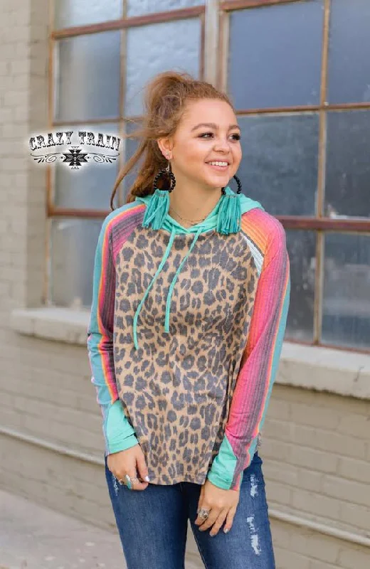 Deal of the Day YAS GIRL LEOPARD SERAPE HOODIE