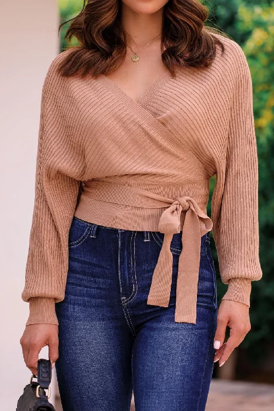 Weekend Special Wrap Party Clay Tie-Front Top