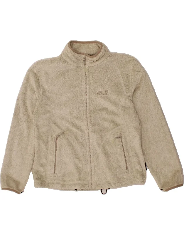 Epic Deals JACK WOLFSKIN Womens Fleece Jacket UK 18/20 XL Beige Polyester
