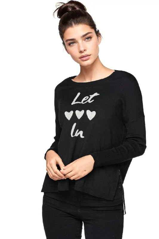Today’s Deal Zen Jane Drop Shoulder Crew  "Let Love In" Embroidery