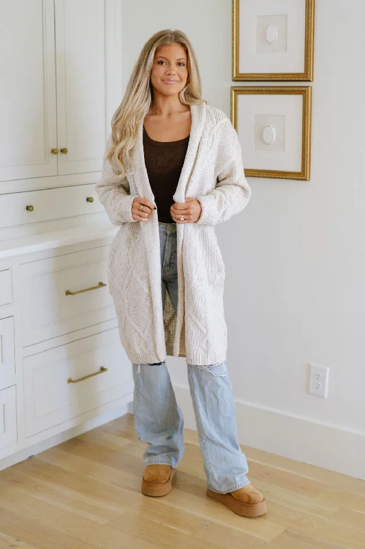Final Markdown Caleb Cable Knit Cardigan-Oatmeal