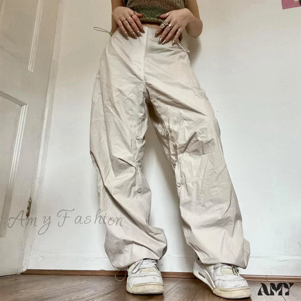 Steal Deal Amy Fashion - Low Waist Loose Sweatpants Vintage Parachute Pants