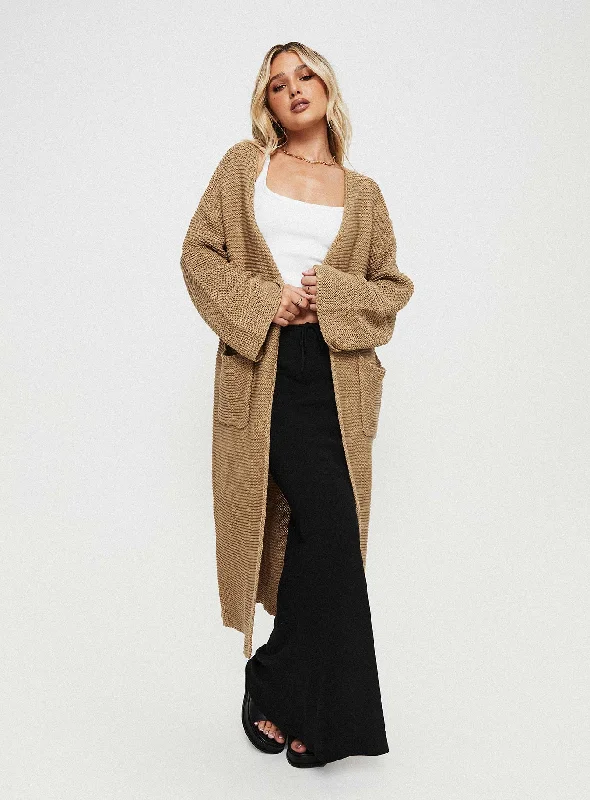Price Meltdown Finneas Longline Cardigan Beige
