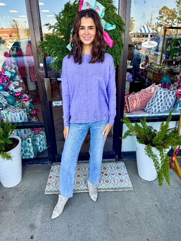 Daily Deals Front Seam Soft Sweater: Lavender