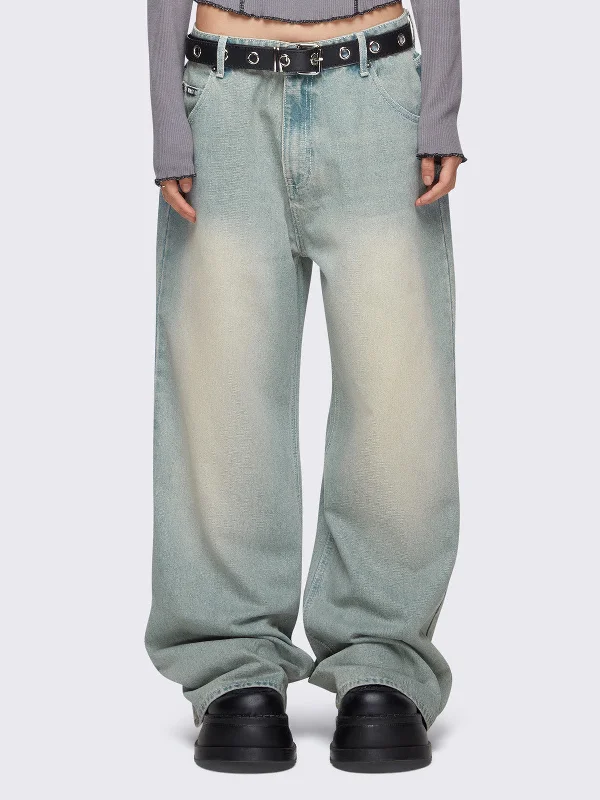Shop the Weekend Away Glen Blue Baggy Jeans