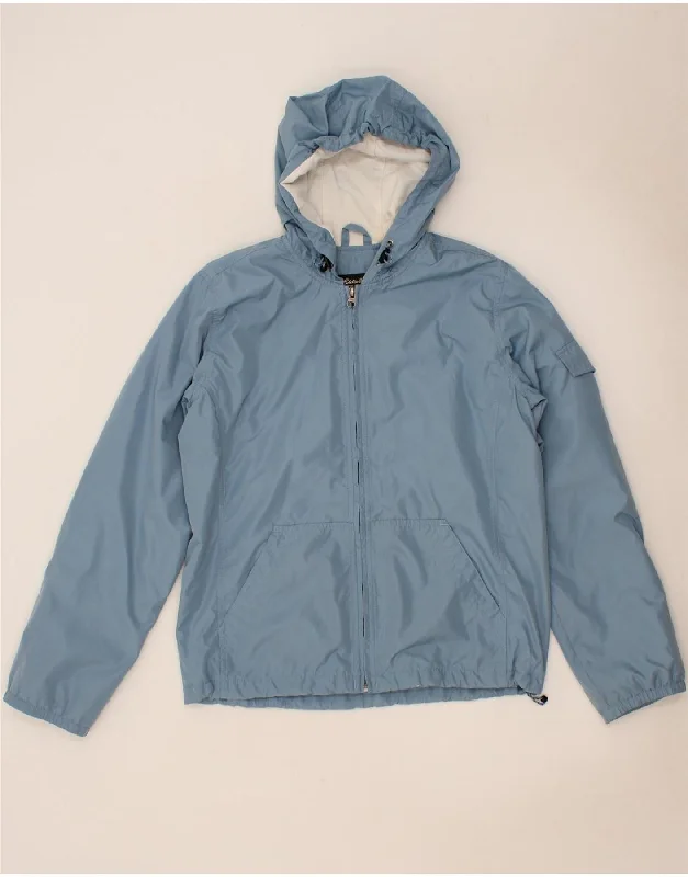 Limited Time EDDIE BAUER Womens Hooded Rain Jacket UK 14 Medium Blue Polyester