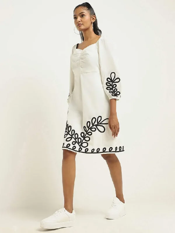 Weekend Offers That Sizzle LOV White Embroidered Cotton Dress