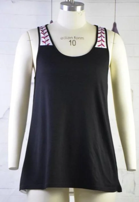 Steals and Deals Black Baseball Racerback Tank