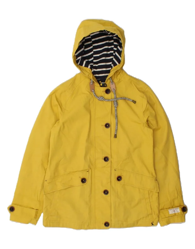 Sneak Peek Sale JOULES Womens Hooded Windbreaker Jacket UK 6 XS Yellow Cotton