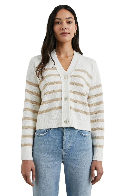 Markdown Madness Geneva Cardigan in Sand Stripe