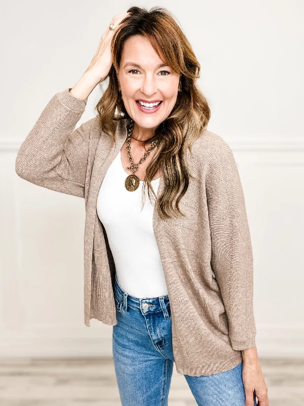 Weekend Bargains to Enjoy Textured Dolman Sleeve Open Front Cardigan Sweater