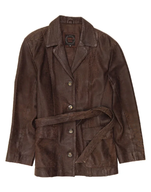Stock Clearance VINTAGE Womens Leather Jacket UK 16 Large Brown Leather