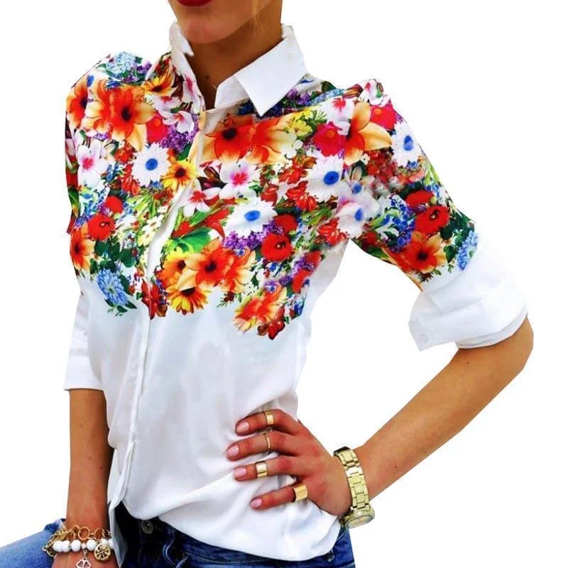 Weekend Savings Spree Women Shirts, White Floral Shirt