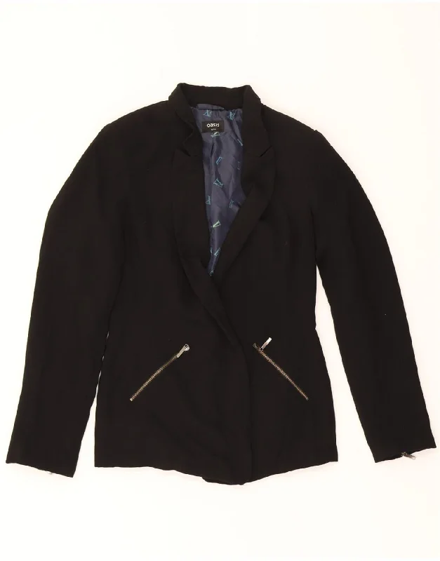Weekend Flash Sale OASIS Womens Blazer Jacket UK 8 Small Black Polyester