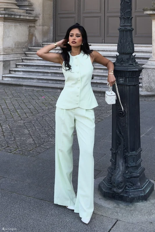 Bargain Blast Adrina Straight Leg Linen Pant - Mint