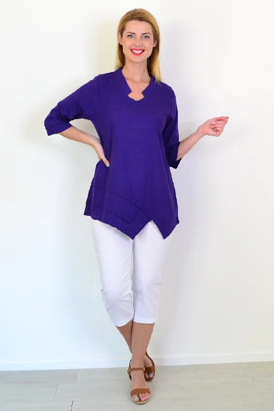 Weekend Specials to Grab Purple Linen Blend Tunic Top