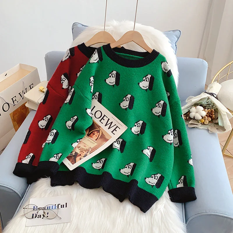 Final Markdown College style cute cartoon dog pattern sweater  5197