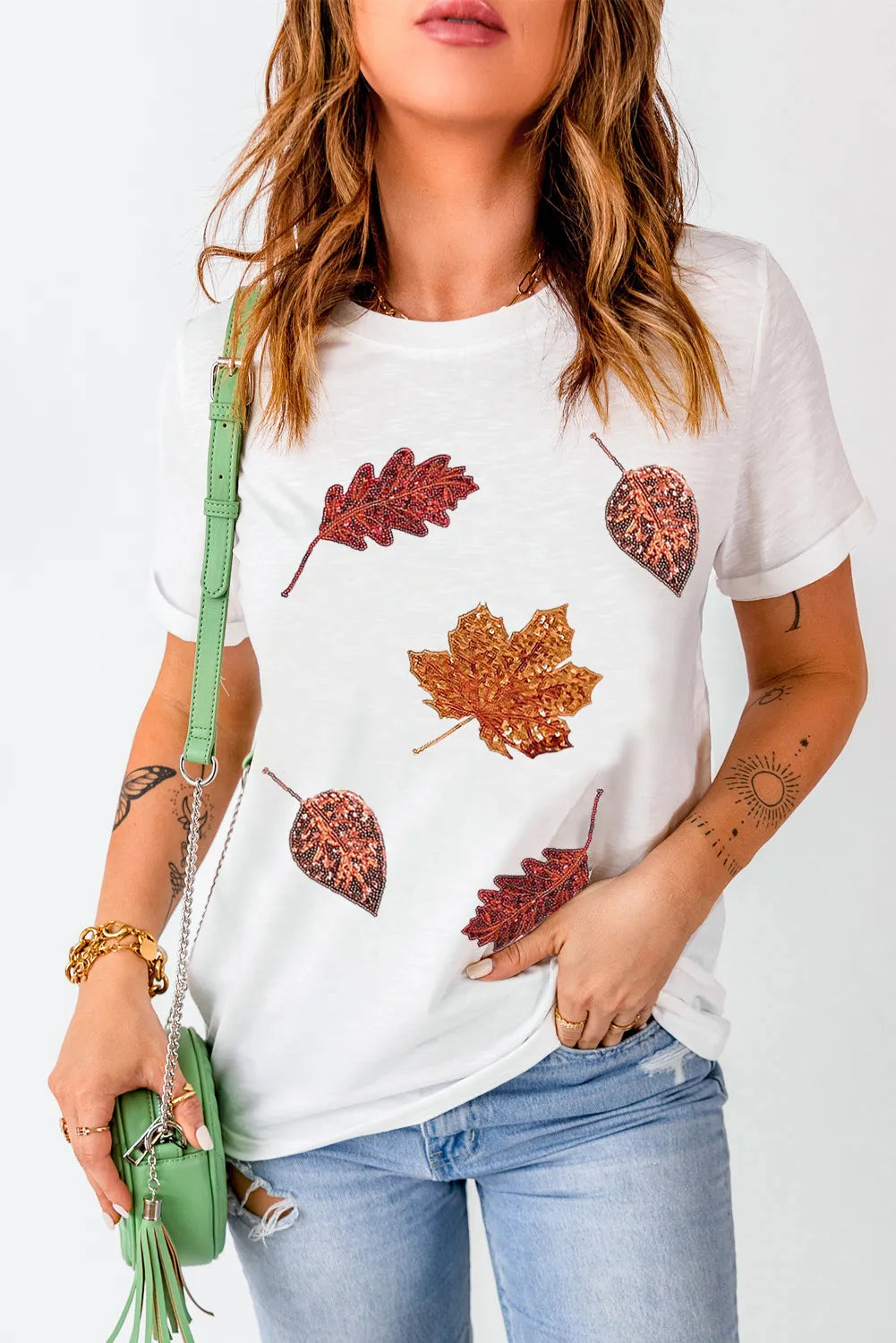 Buy More, Save More Maple Leaf Round Neck Short Sleeve T-Shirt