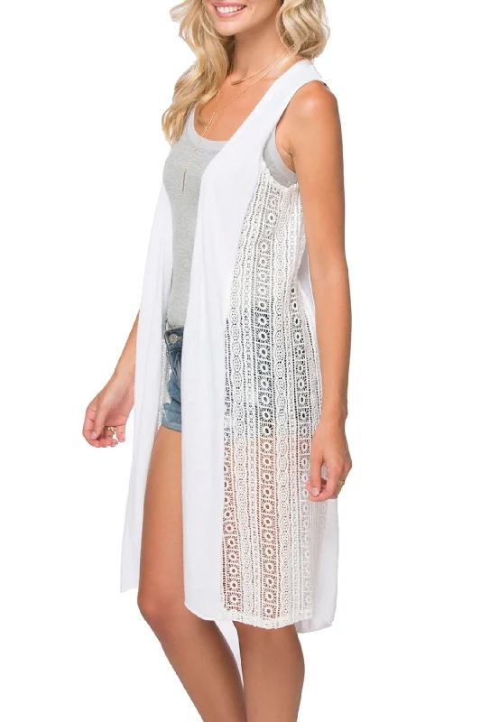 Weekend Specials to Grab Side Inset Vest - Vintage Mixed Media in Knit with Woven Lace
