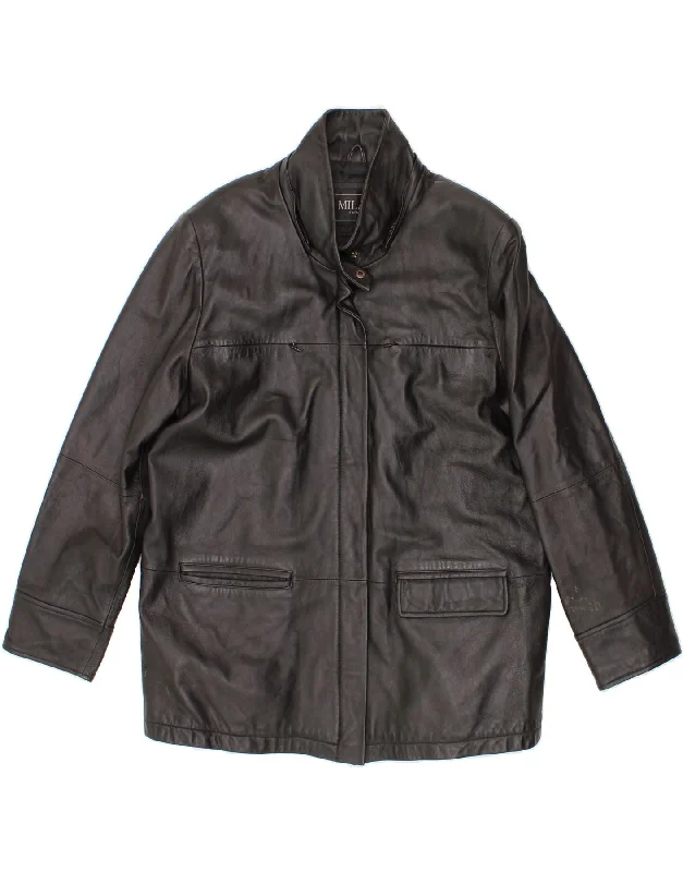 Online Deal VINTAGE Womens Leather Jacket UK 16 Large Black Leather