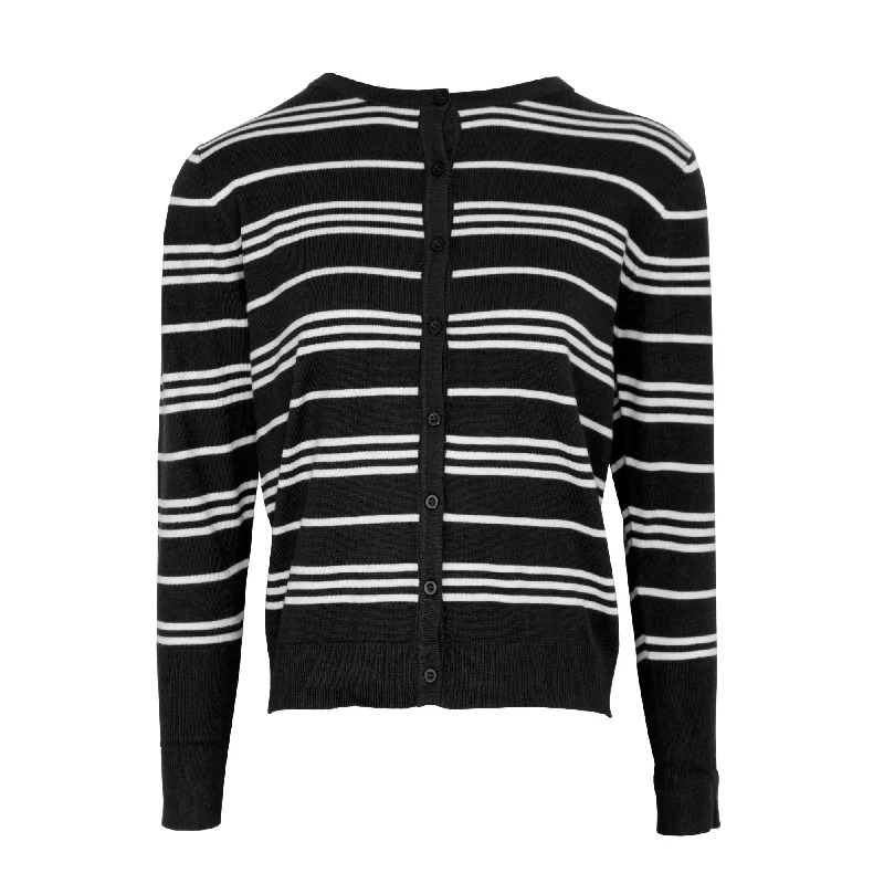 Price Smash Plaited Cardigan Stripe  - Black & White