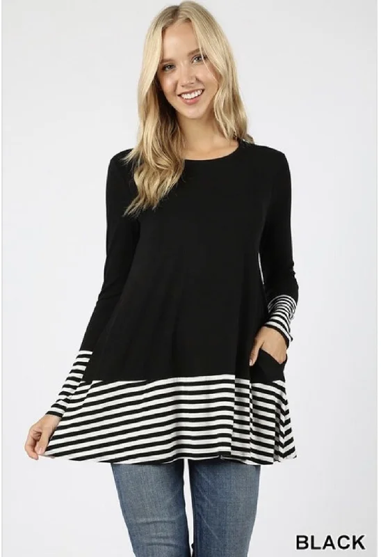 Weekend Bargains to Enjoy Women’s Black Striped Top