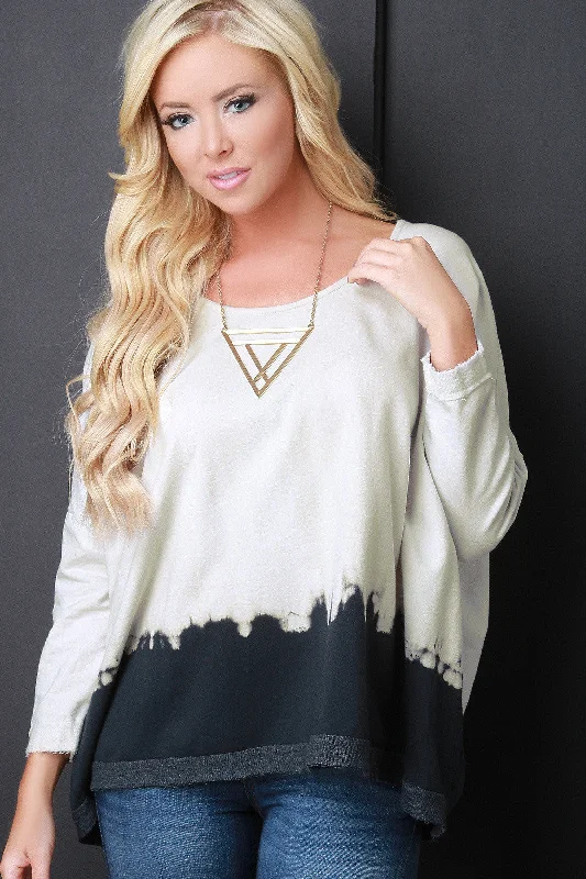 Deal of the Day Boxy Cut Long Dolman Sleeves Tie Dye Top