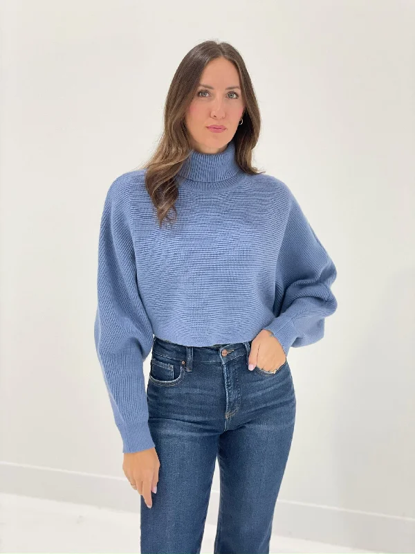 Savings Alert Lisle Sweater Top - Gray Blue