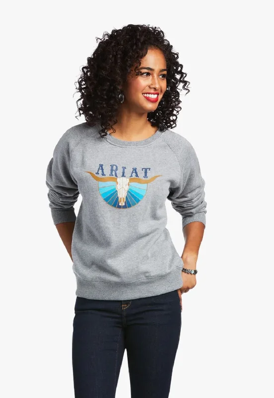 Weekend Deals to Make You Smile Ariat Womens REAL Pacific Steer Head Pullover