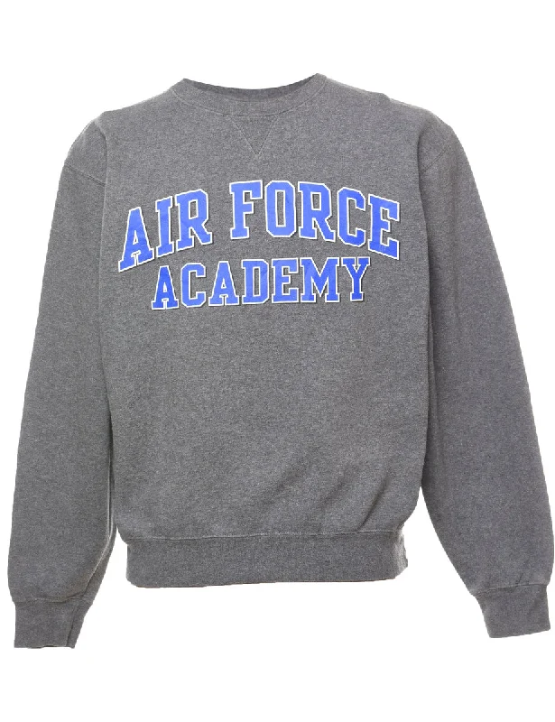 Weekend Offers That Tempt Air Force Academy Grey & Blue Printed Sweatshirt - S