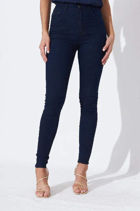 Special Discount Siren High Rise Skinny Jean In Dark Blue Denim