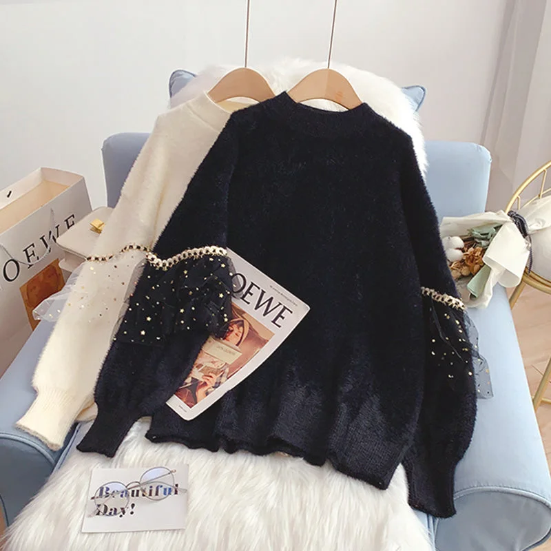 Weekend Specials to Love Imitation mink soft waxy soft sweater  5239