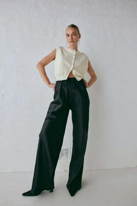 Deep Discounts Rae Satin Pants Black